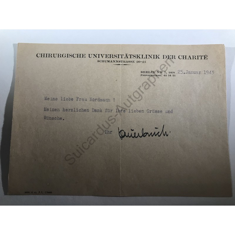 Berlin, 25.01.1943 - Billet mit eigenhändiger Unterschrift