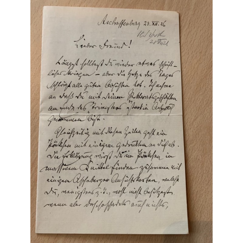 Aschaffenburg | 23.12.1926, Eigenhändiger Brief mit Unterschrift